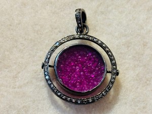 Ruby & Diamond Vintage-Style Black Rhodium Spinner Pendant