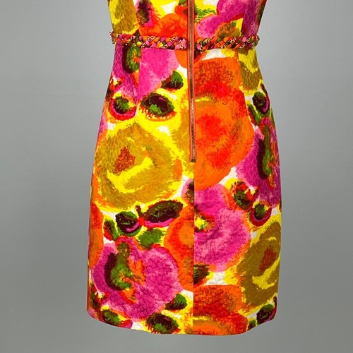 Muse Womens Tropical Floral Sleeveless Sheath Dress Orange Yellow Pink size 4 - Picture 8 of 11
