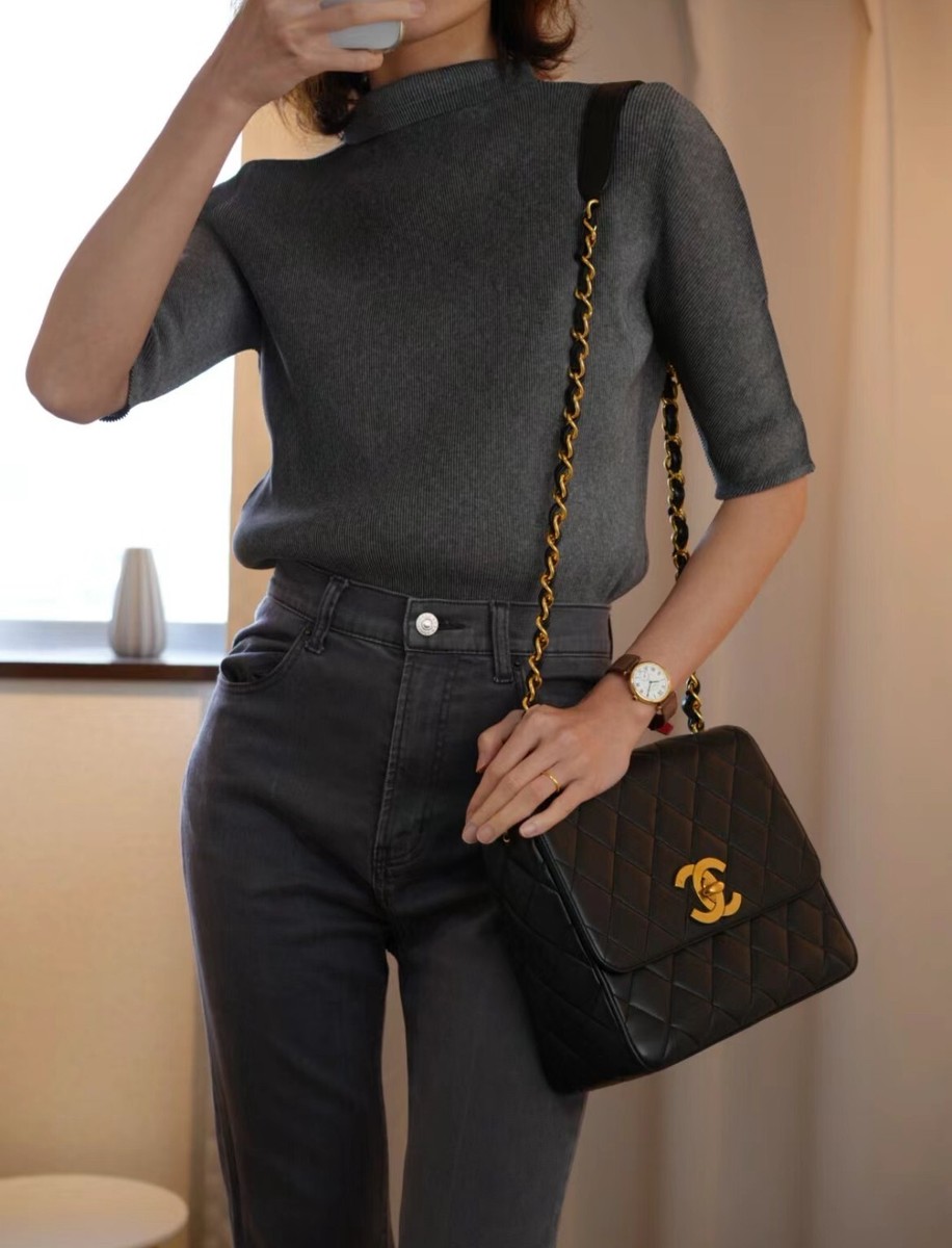 T*T様 ★刻印ありCHANEL MADE IN FRANCE COCOマーク RAREAuth CHANEL Jumbo coco mark turnlock chain shoulder flap