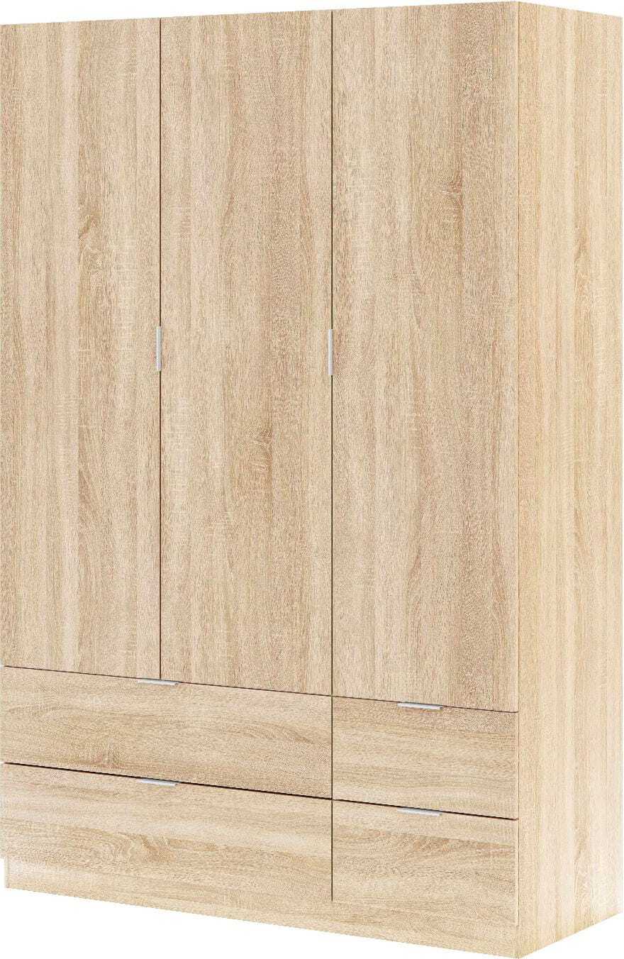 FORES HABITAT Armadio 3 Ante 1 Cassetti legno 135x52x200h cm Rovere LCX453F
