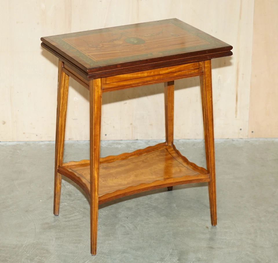 EDITORS CHOICE ANTIQUE HOWARD & SON'S SHERATON REVIVAL GAMES CARDS SIDE TABLE - Image 3 of 4