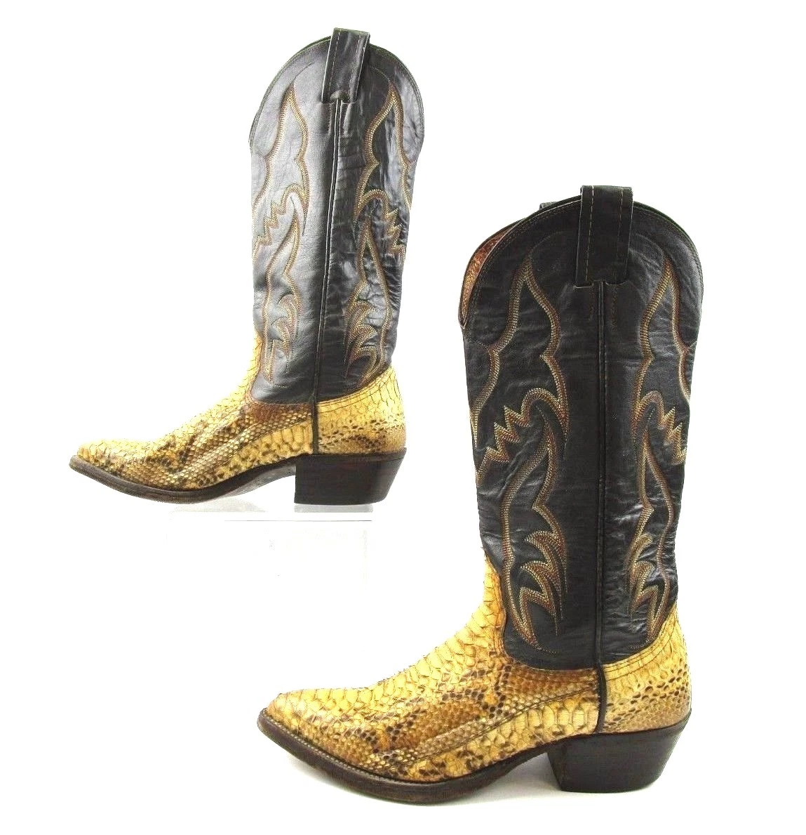Men s Nocona Brown Yellow Python Leather Cowboy Western Boots Size 6.5 D