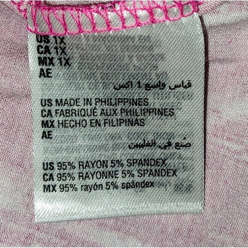 Blusa manica corta collo scoop top stampa astratta rosa JM Collection 1X nuova con etichette - Foto 7 di 9