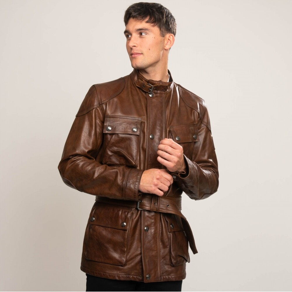Belstaff Mens Trialmaster Panther Jacket Leather Cognac UK38 Belstaff Mens Trialmaster Panther Jacket Leather Cognac UK38
