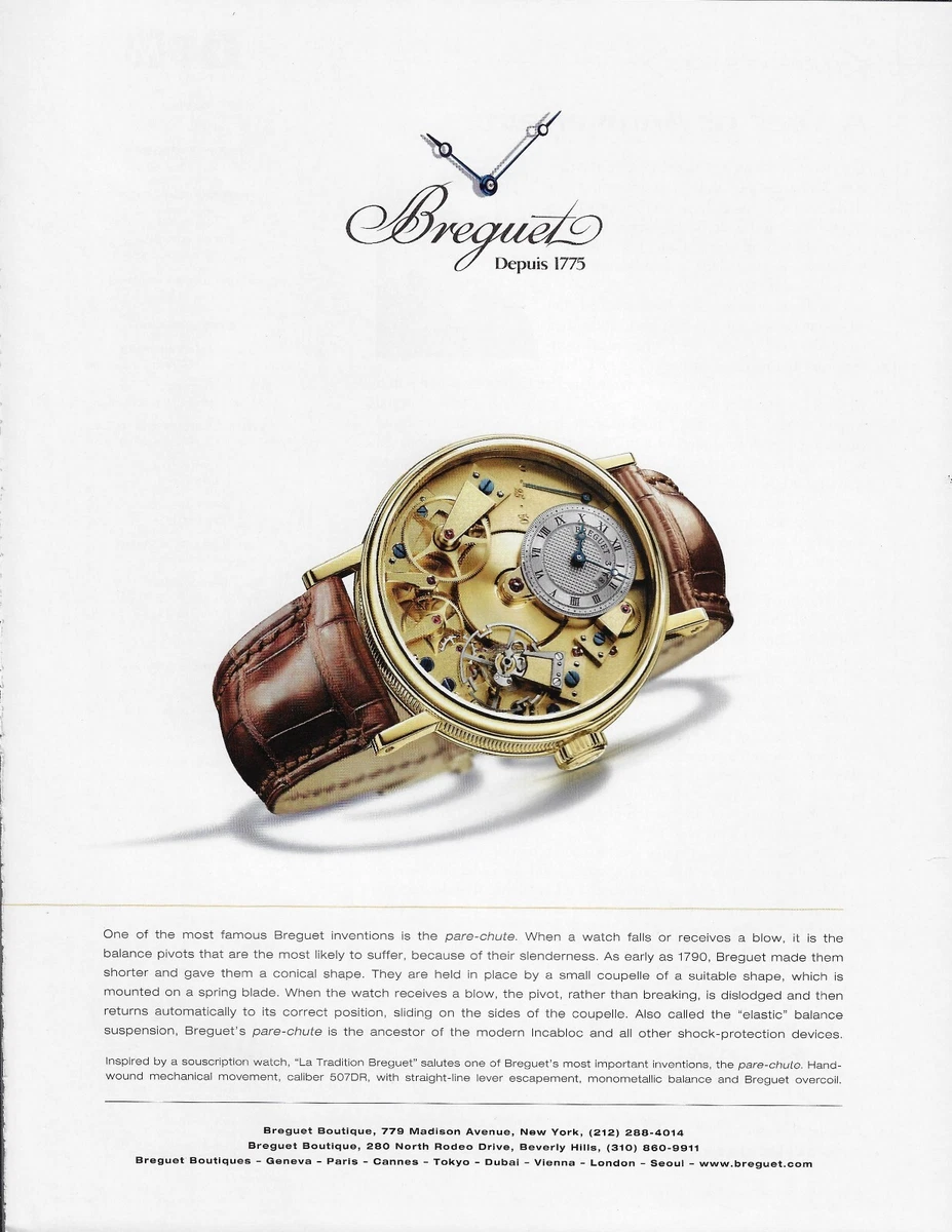 2007 Breguet Depuis 1775 Invented Parachute Conical Watch Vintage Print Ad x