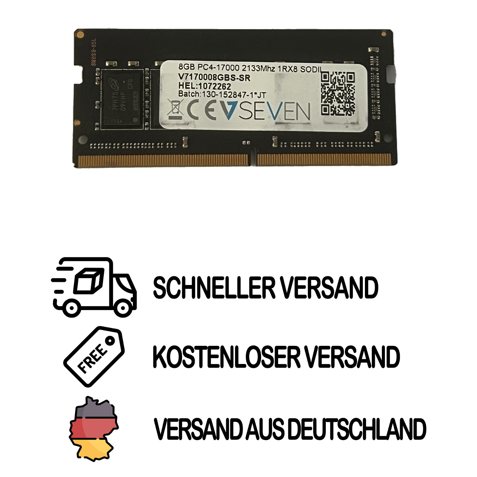 8GB DDR4 PC4-17000 - 2133Mhz SO DIMM Arbeitsspeicher RAM V7170008GBS