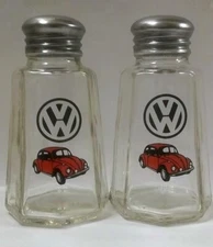 A Nice Set of Volkswagen Red Bug Salt & Pepper Shakers 3¾" Tall