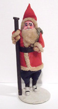 RARE Antique VTG Clay Face Cotton SANTA Figurine Christmas Ornament Japan 5.5"