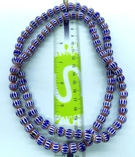 95 BEAD Awesome Heirloom Chevron Trade Beads Strand Africa  W10 # A1