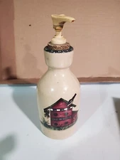 Home & Garden Party Bird House Lotion or Soap Pump Dispenser Stoneware Bottle
