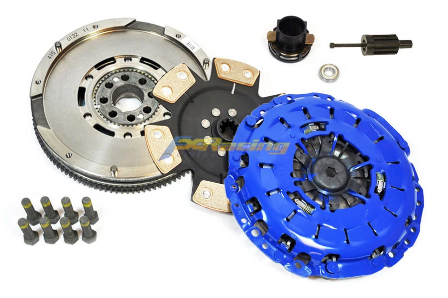 FX Racing Clutch Kit F04120R4-DMF019 &ndash; Germany Clutch Disc Style: 6 Puck Rigid Hub OE Spec or Performance/Custom: Performance/Custom Pressure Plate Type: Self Adjust German 51CrV4 Diaphragm Brand: FX Racing Flywheel Material: CAST IRON Type: Clutch Kit Interchange Part Number: 03-047 03-049 K70280-01 K70288-02 195461 Part Brand: LuK Surface Finish: 6 PUCK RIGID CERAMIC MIBA; DUAL MASS TYPE Clutch Material: Cerametallic &ndash; Fits BMW 323 325 328 330 525 528 530