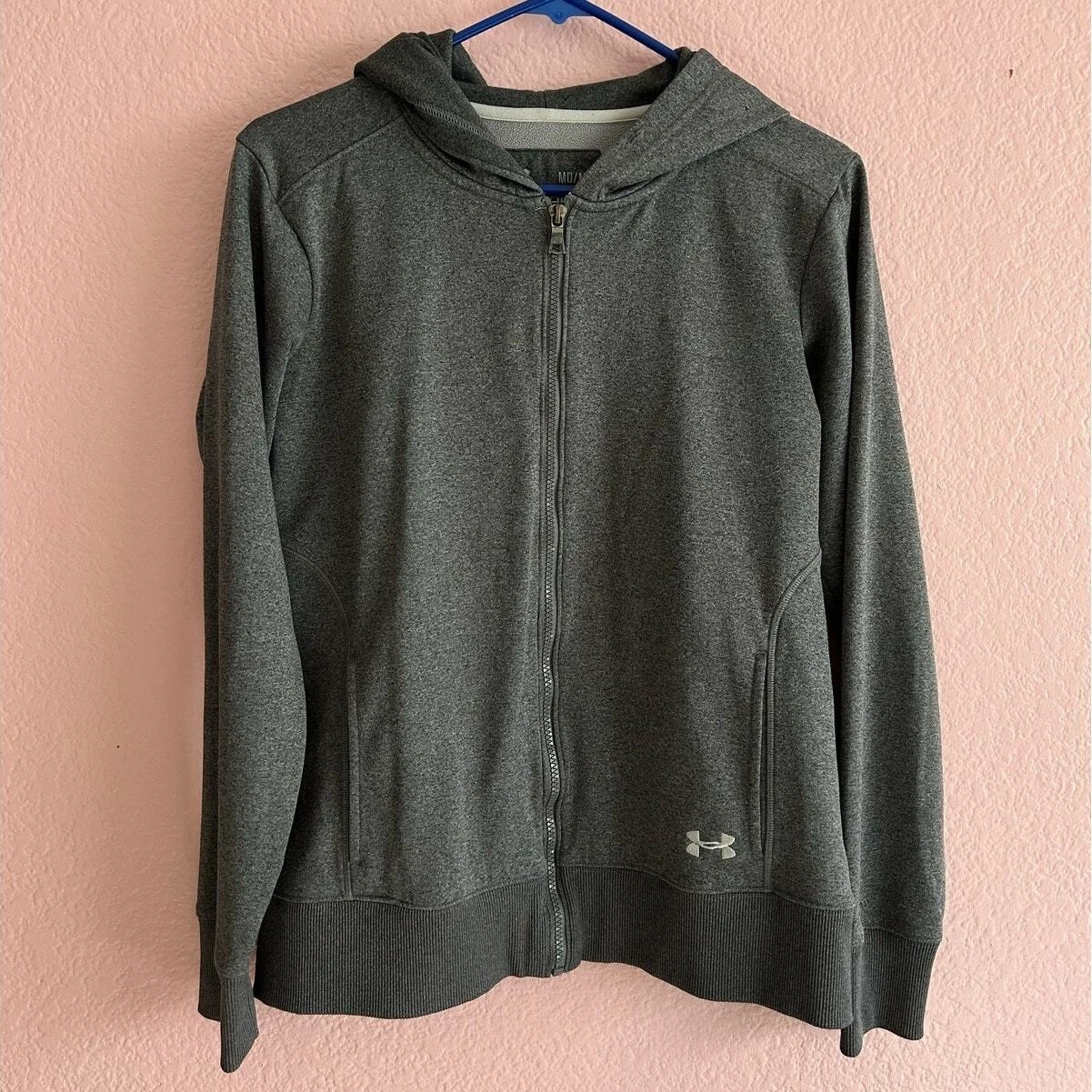 Under Armour UA Storm Gray Fleece Lining Zip Up Hooded Mens Jacket Size Medium