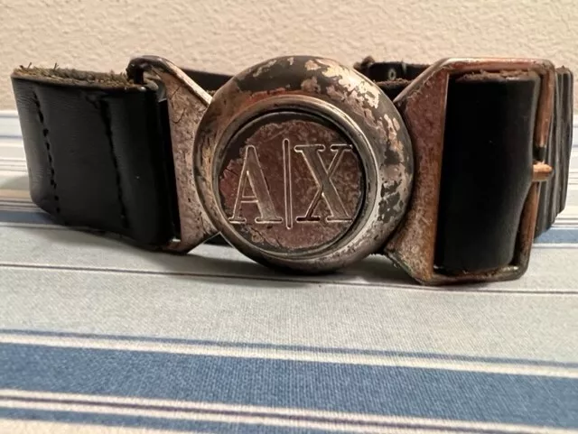 Vintage Armani Exchange Mens Belt with unique buckle Size 34