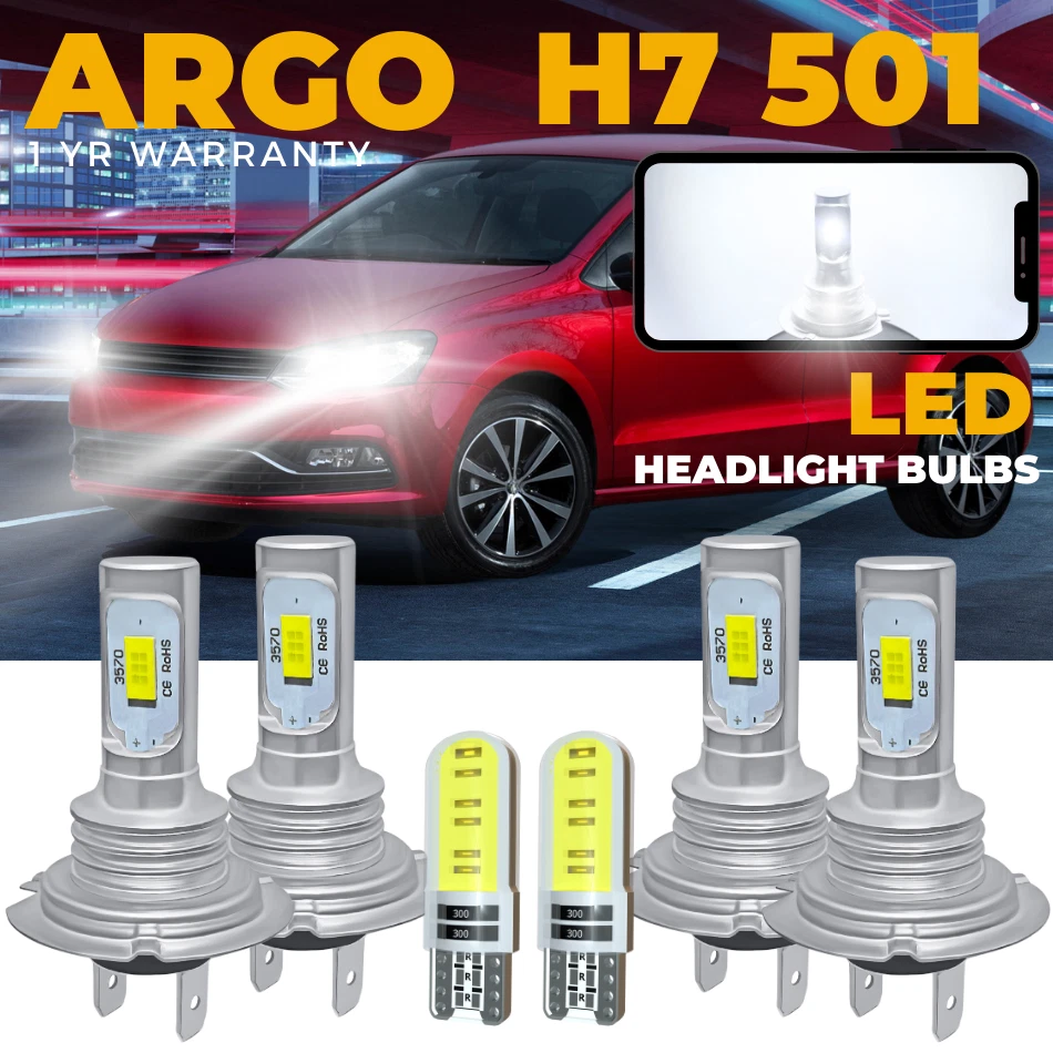 For VW Polo 6R Twin Led Xenon 2008-2017 High Low Headlight Led Side Light Bulbs