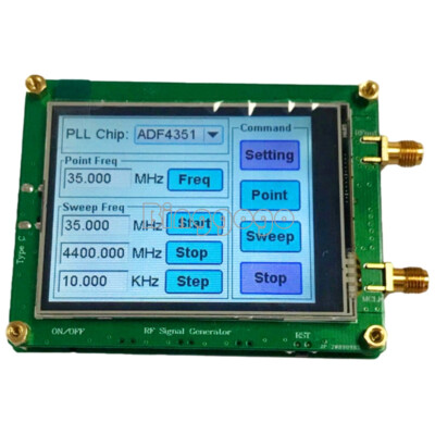 35M-4.4G RF Signal Generator PLL Sweep Frequency ADF4351 Touch Screen DC4-9V