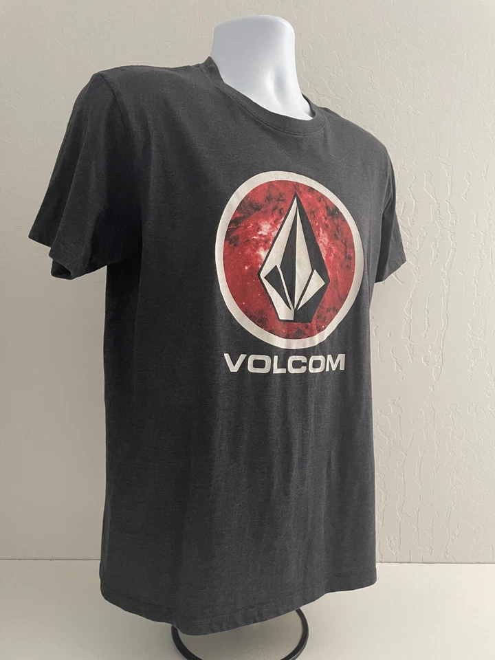 Volcom Mens Size M Gray Red Short Sleeve Crew Neck T Shirt Skate Y2k Logo - Image 2 of 4