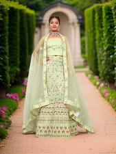 Semi-Stiched Lehenga with Soft Net Fabric  Zari Thread Work by Shreekama