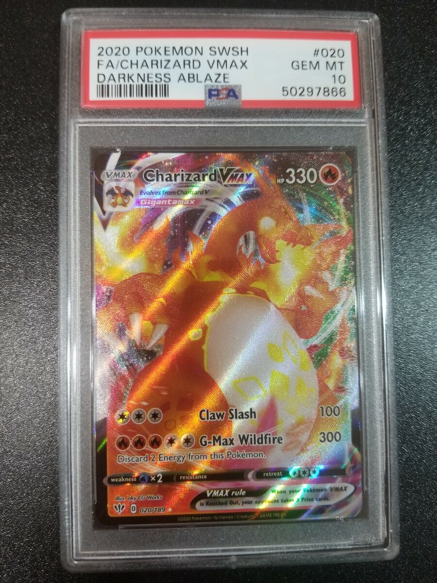Full Art Charizard VMax 020/189 Darkness Ablaze PSA 10 GEM Full Art Charizard VMax 020/189 Darkness Ablaze PSA 10 GEM