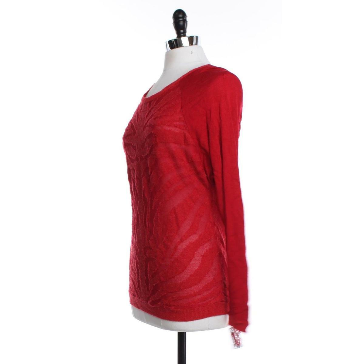 INC Womens M Rayon Pull Over Scoop Neck Knit Sweater Abstract Top Long Sleeve