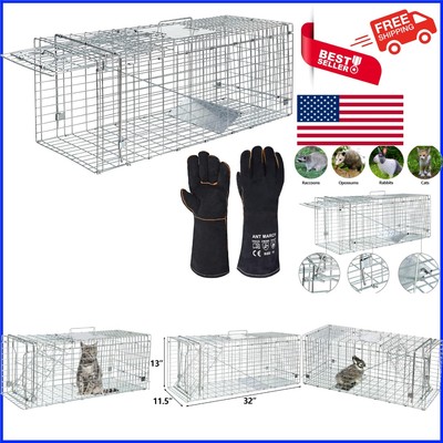 Sturdy 32'' Humane Rabbit & Raccoon Trap - Efficient Live Capture Solution