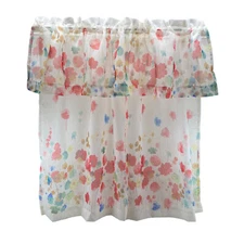 Lichtenberg Curtain Set 2 Floral Tier Valence Panels Sheer 918 54x36 RLE-ST New