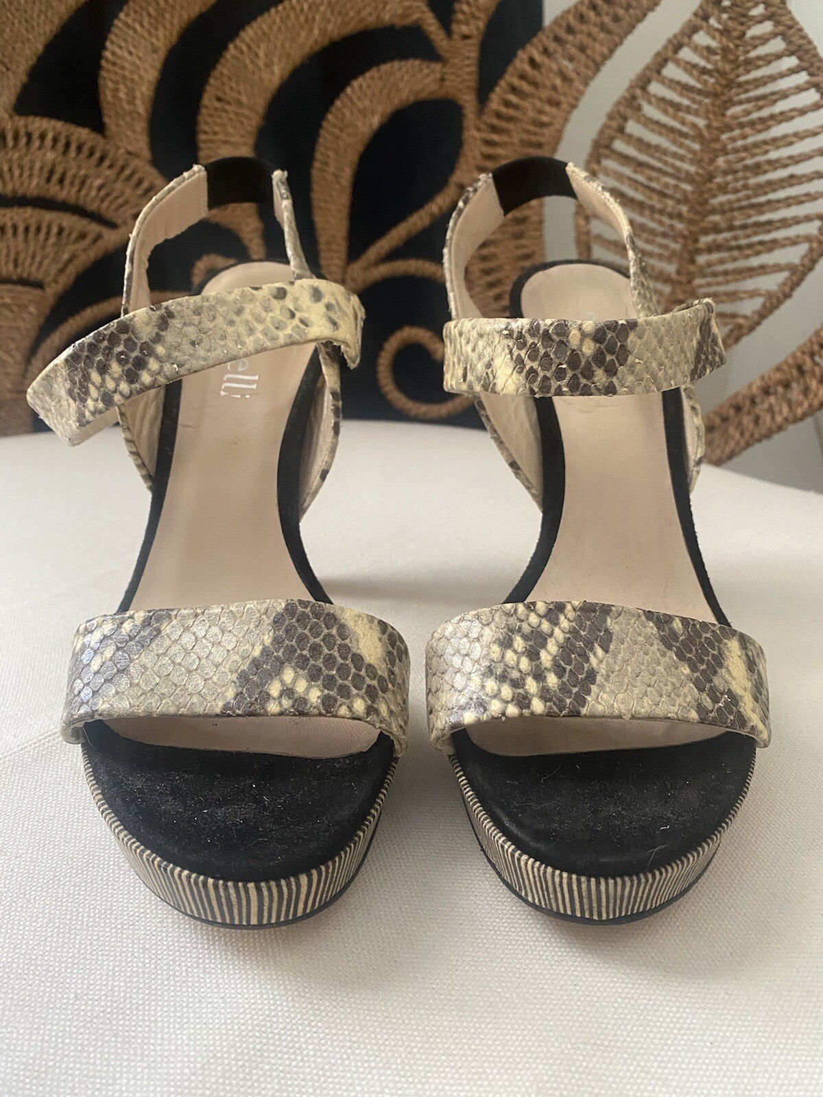 MINELLI PARIS Python Snakeskin Striped Heel Suede… - image 4