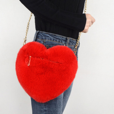 Handtasche Original Stofftier Herz Rot Kunstpelz Jede Frisch Girly Love