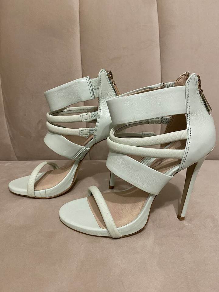 River Island High Heels Stilettos Sandals Mint Green Ankle Straps Size