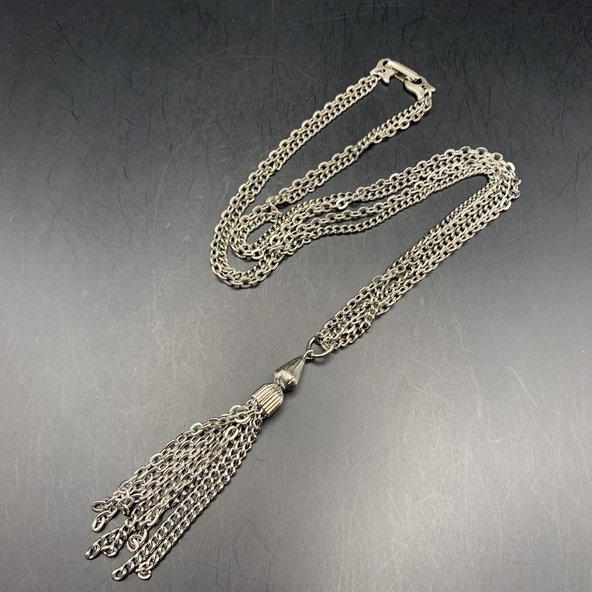 Tassel Pendant Necklace Silver Tone 26 Inch Classic Vintage | eBay