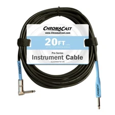 ChromaCast Pro Series Instrument Cable, Straight - Angle, Daphne Blue, 20 feet