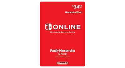 Nintendo Switch Online Eshop Family Membership 12 Months