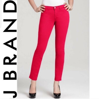 J Brand 811 Mid-Rise Skinny Twill Jean Hot Pink Red Color Skinny Jeans Size  24