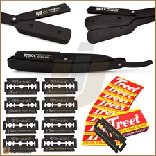 Professional Black Folding Shaving Razor Straight Cut Throat Salon Shave Razors