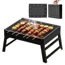 Holzkohlegrill, Klappbar Kompakter Grill mit Griff und Ascheauffangbehälter