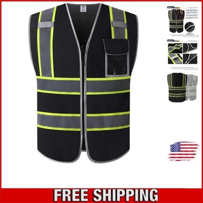 High Visibility 3XL Mesh Safety Vest with Multiple Pockets and Reflective Strips