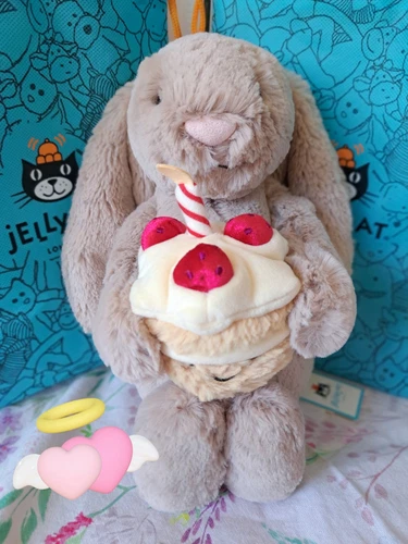 Jelly Cat Bashful Beige Birthday Bunny Cake🎂🐰 18CM - Picture 4 of 11
