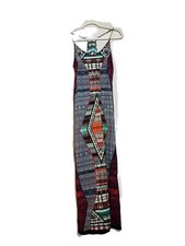 M Bailey Blue Tribal Print Boho Racerback Maxi Dress