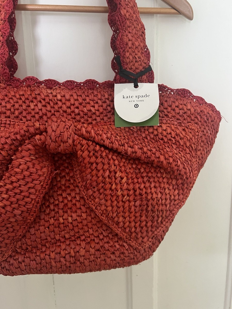 (US発)限定kate spade new york x Target ラフィアトートバッグ Kate Spade New York x Target Red Raffia Bow Tote Bag NWT