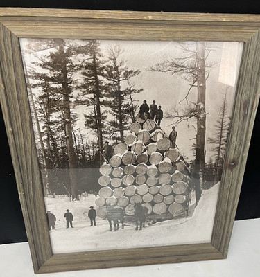 Loggers Logging Sleds Largest Logs Photo Late 1800's Framed Reprint  Vintage