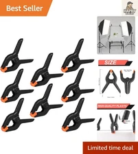 8-Pack Heavy Duty Spring Clamps, 4.5 Inch Plastic Clips for Photography & Crafts