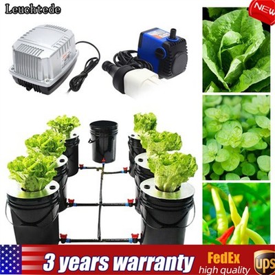 DWC 5 Gallons 7 Buckets Hydroponics Growing System Recirculating Growing Kit US
