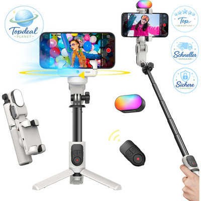 Gimbal-Stabilisator 4-in-1 mit 360°-Drehung für iPhone Android Selfie-Stick