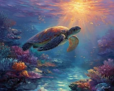 Leonid Afremov SUNSET ON THE REEF Oil Painting 24"x20" by Official Studio GICLEE