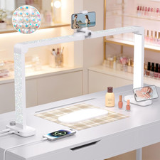 Half Moon Light for Nail Desk, 34  Large Square Nail Lamp for Desk with Phone Ho