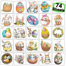 Glitter Easter Temporary Tattoos for Kids Easter Basket Stuffers - 74 Individ...