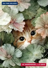 5D Cat Diamond Painting Kits for Adults Beginner,DIY Flowers Diamond Art Kits fo