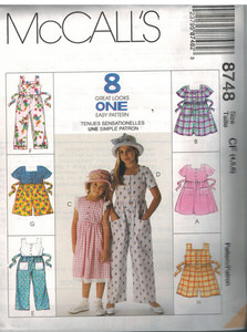 8748 Vintage McCalls SEWING Pattern Girls Dress Jumpsuit Romper UNCUT Easter