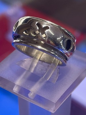 LOVE KISSES X O X O Rotating TURNS ALL AROUND Band  RING Size 6 , 925 NEW 