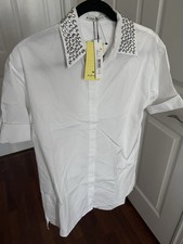 NWT Alice + Olivia Camron Embellishments Collar Shirtdress Tunic Dress S