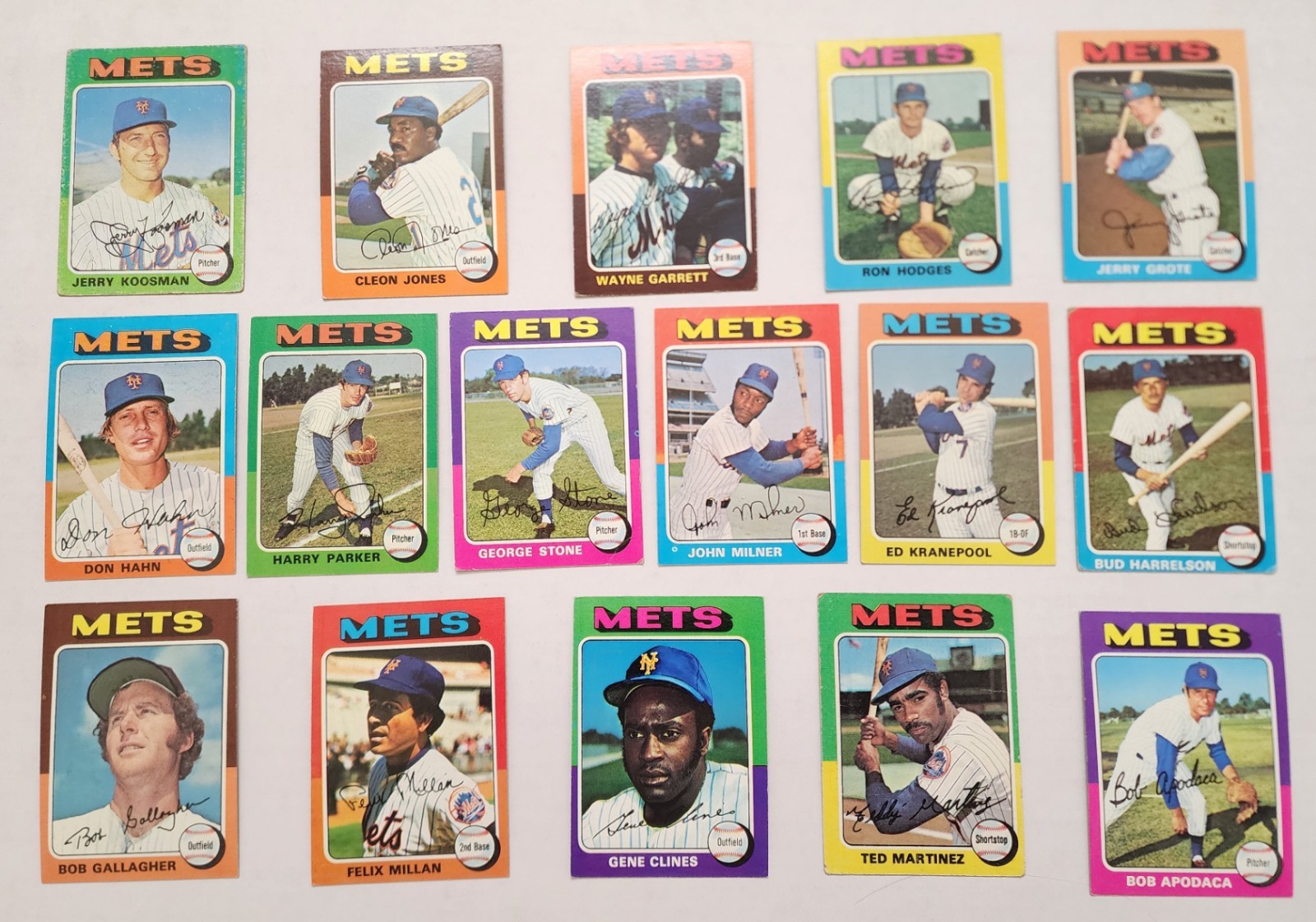 1975 Topps Lot of 16 New York Mets Baseball Cards Jerry Koosman Ed Kranepool